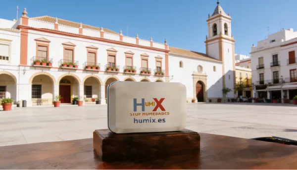 Sistema HUMIX instalado en la pared de una vivienda en Extremadura